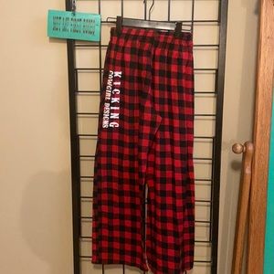 Kicking Cowgirl buffalo plaid pajama bottoms